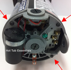 Loosen 4 Bolts to Turn Spa Pump Wet End.