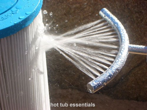 The Filter Flosser's curved nozzle design creates a powerful converged spray pattern.