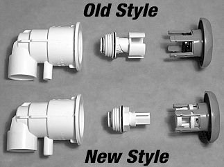 New and old style of Waterway Mini Jet Nozzles.