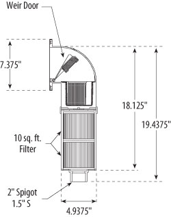 Skimmer Filter 510-1657T Dimensions