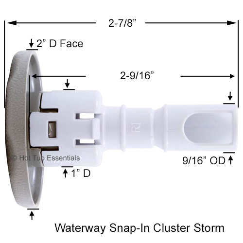 Waterway Cluster Storm Snap-In Jet Dimensions.