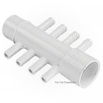 Manifold, 1" Slip x 1" Spg x (8) 3/8" Ribbed Barbs